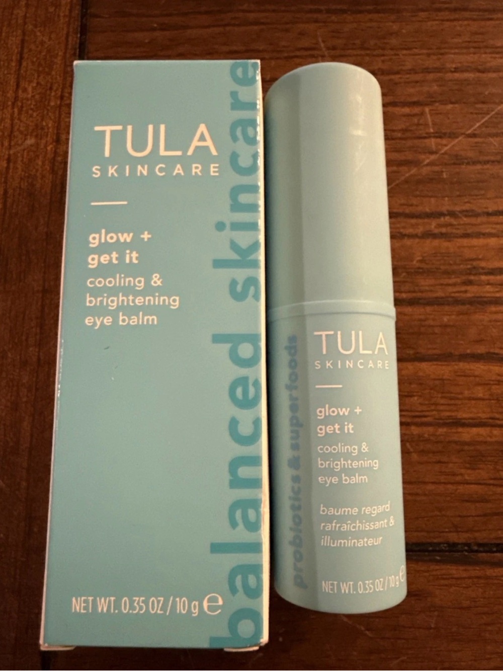 TULA Skincare Glow + Get It Cooling & Brightening Eye Balm full size. 0.35 oz